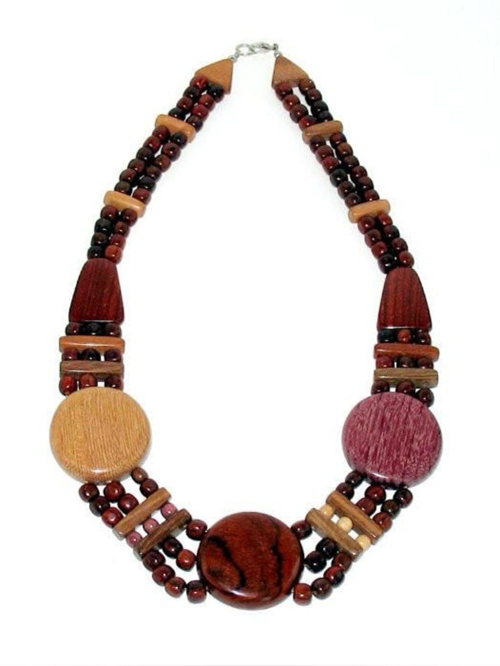 Handmade Tribal Wood Statement Necklace - Augustina - Natural Artist